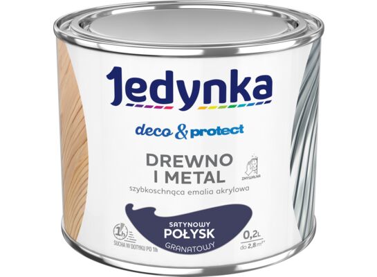 Farba akrylowa Jedynka Deco&Protect Drewno i Metal Satynowy Połysk Granatowy 0,2 l