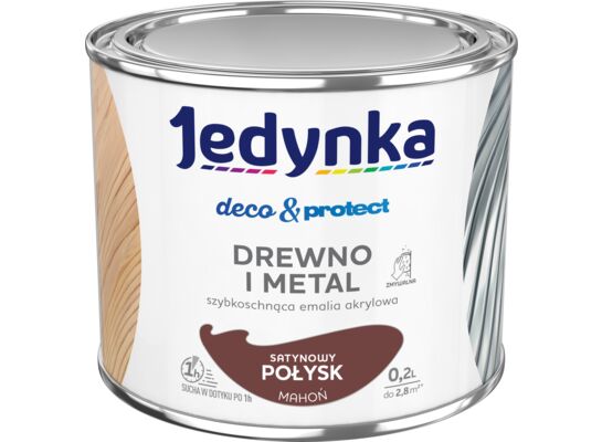Farba akrylowa Jedynka Deco&Protect Drewno i Metal Satynowy Połysk Mahoń 0,2 l