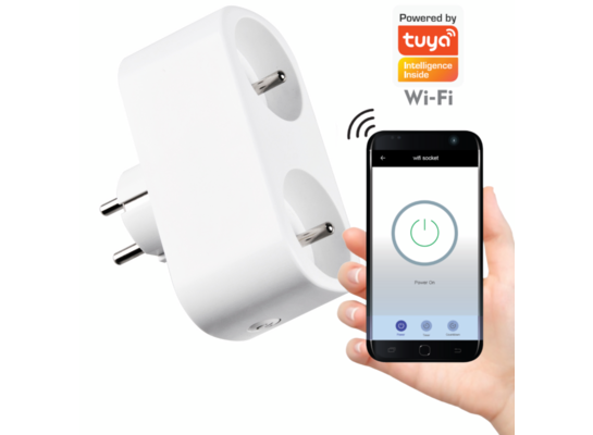 Gniazdo zasilające podwójne wewnętrzne Smart WiFi Tuya