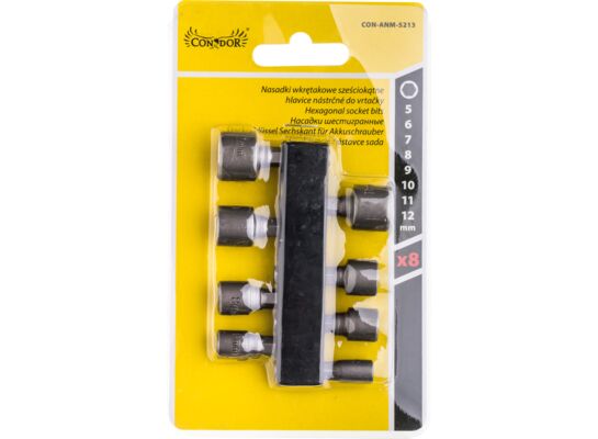 Nasadka do wkrętarki 5 x 6 x 7 x 8 x 9 x 10 x 11 x 12 mm, zestaw: 8 sztuk Condor