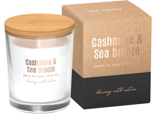 Świeca zapachowa w szkle SN73-327 sojowa kaszmir-bryza morska BISPOL