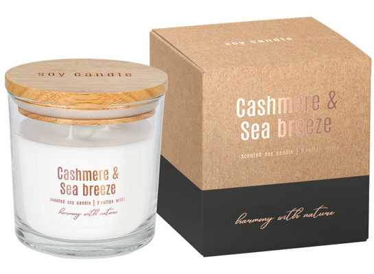 Świeca zapachowa w szkle SN173-327 sojowa kaszmir-bryza morska BISPOL