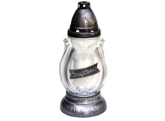 Znicz szklany Z-16/SR 24 cm srebrny