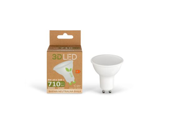 Żarówka 3D LED GU10 8 W barwa neutralna