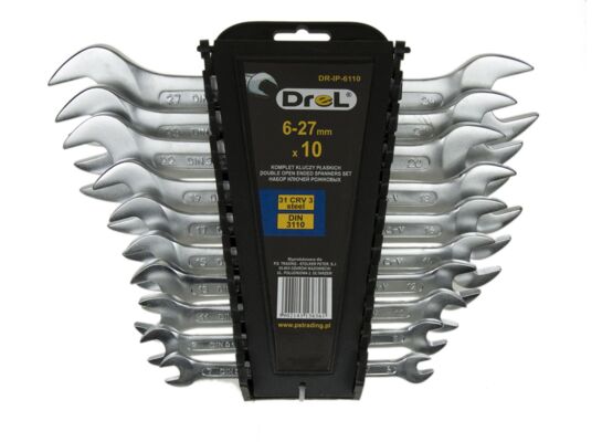Klucz płaski 6,0 - 27 mm zestaw 10 sztuk Drel