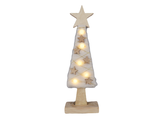 Choinka drewniana LED 38 cm ciepły biały