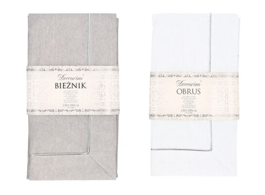 Obrus z połyskiem 140 x 180 cm mix biały/szary