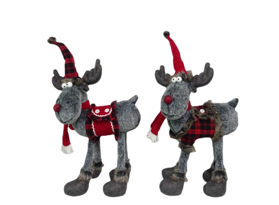 Figurka tekstylna Renifer stojący 48 cm mix