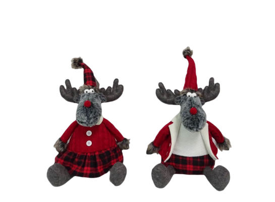 Figurka tekstylna Renifer siedzący 35 cm mix