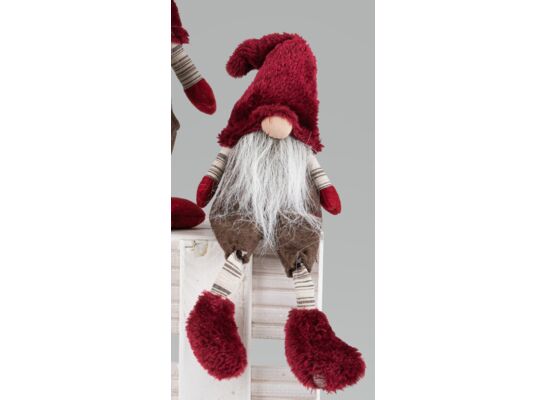 Skrzat tekstylny krasnal siedzący 41 cm czerwony