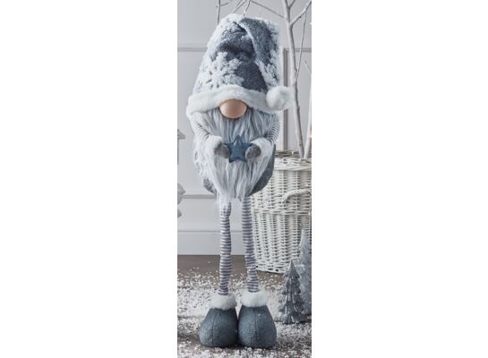 Skrzat tekstylny krasnal stojący 54 cm szary