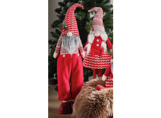 Skrzat tekstylny krasnal stojący 91 cm czerwony