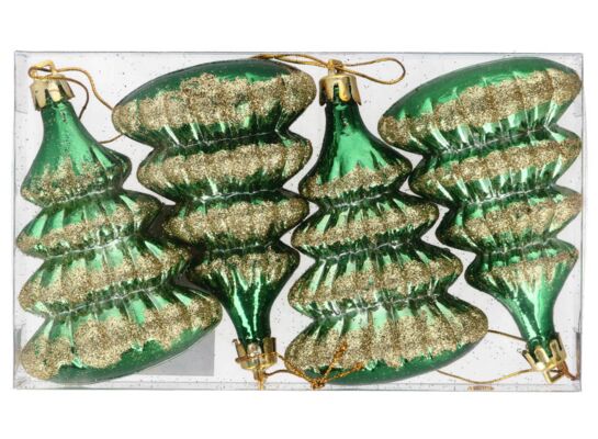 Zawieszka na choinkę 9 cm zielono-złota 4 sztuki