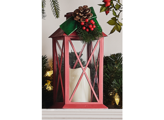 Latarenka LED 14 x 14 x 32 cm bordowa