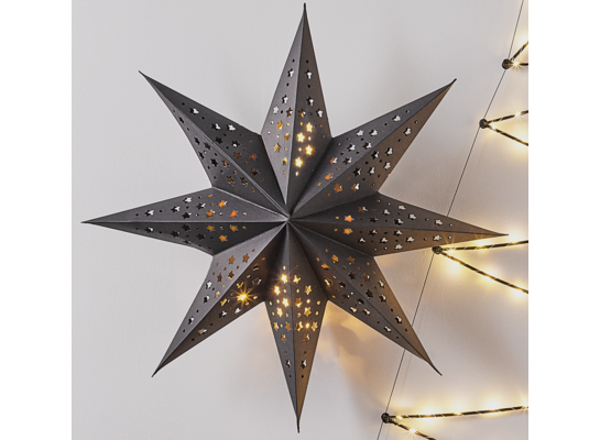 Gwiazdka papierowa LED 50 x 50 cm czarna