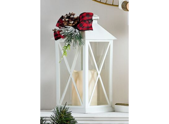 Latarenka z kokardą LED 32 cm biała