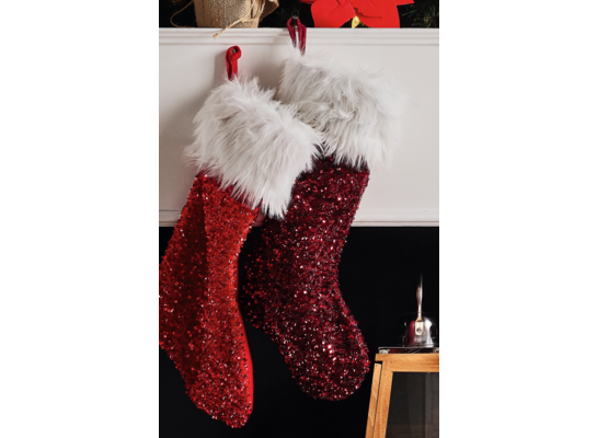 Skarpeta świąteczna mix kolorów z brokatem 54 cm