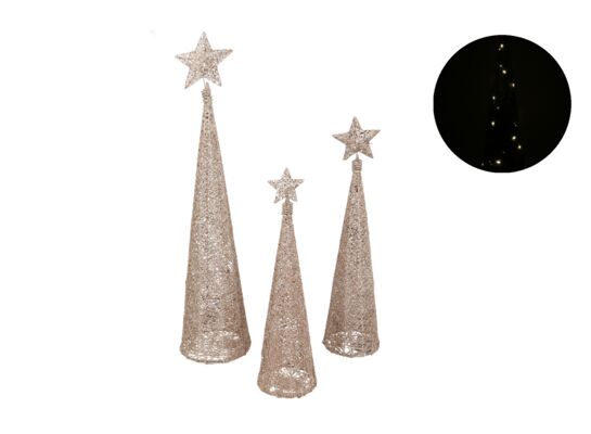 Choinka LED 40 / 45 / 60 cm złota 3 sztuki