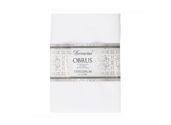 Obrus 150 x 220 cm prążki biały
