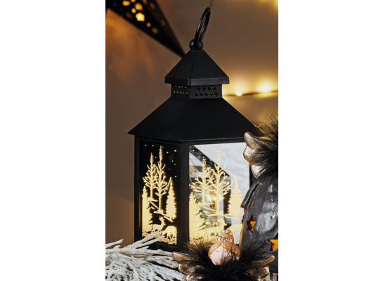 Latarenka z witrażem LED 25 cm czarny