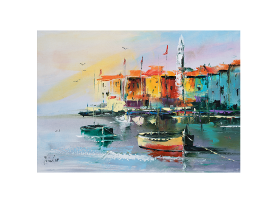 Obraz 100 x 70 cm Malowany Port