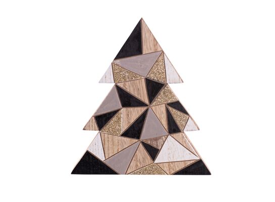 Figurka drewniana choinka geometryczne wzory 14 x 15,5 x 2 cm