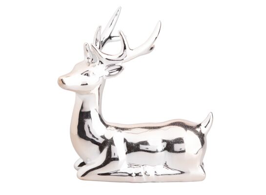 Figurka porcelanowa renifer 10 x 5 x 11 cm srebrny