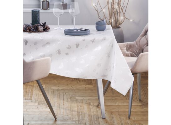 Obrus Christmas Story 140 x 200 cm srebrny