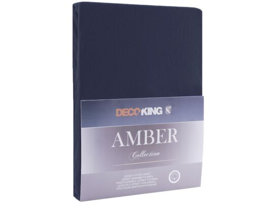 Prześcieradło jersey AMBER 200-220 x 200+30 cm granatowy