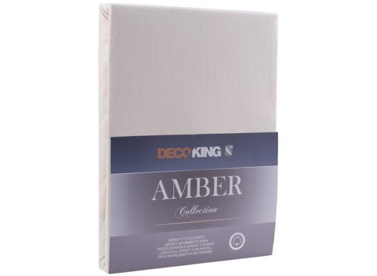 Prześcieradło jersey AMBER 160-180 x 200+30 cm kremowy