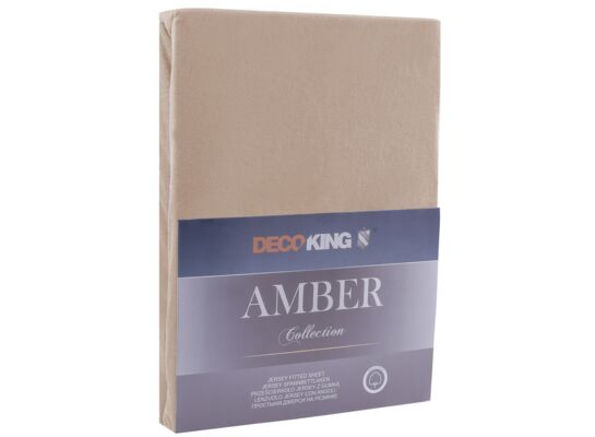 Prześcieradło jersey AMBER 200-220 x 200+30 cm jasnobrązowy