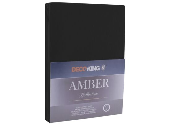 Prześcieradło jersey AMBER 200-220 x 200+30 cm czarny