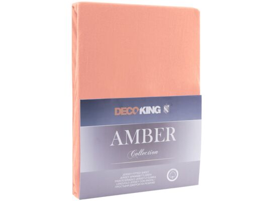 Prześcieradło jersey AMBER 200-220 x 200+30 cm brzoskwiniowy