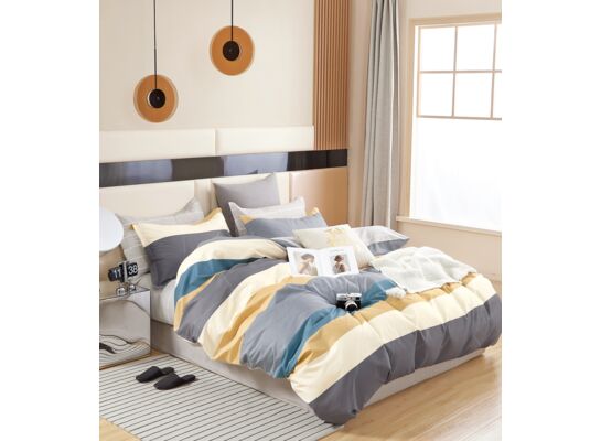 Pościel LILI bawełna satynowa 200 x 220 cm+70 x 80 cm x2 kolorowe pasy