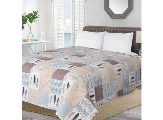 Narzuta na łóżko Patchwork 170 x 210 cm bezowy