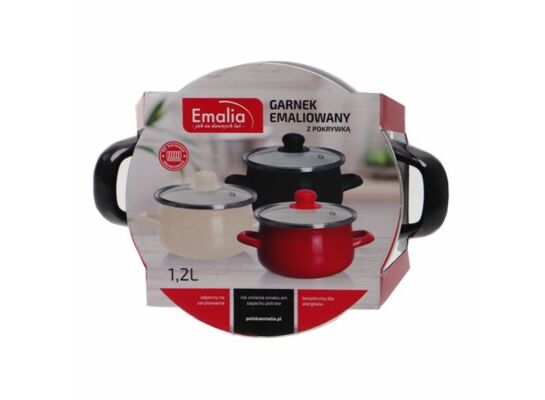 Garnek emaliowany z pokrywką 14 cm 1,2 l czarny