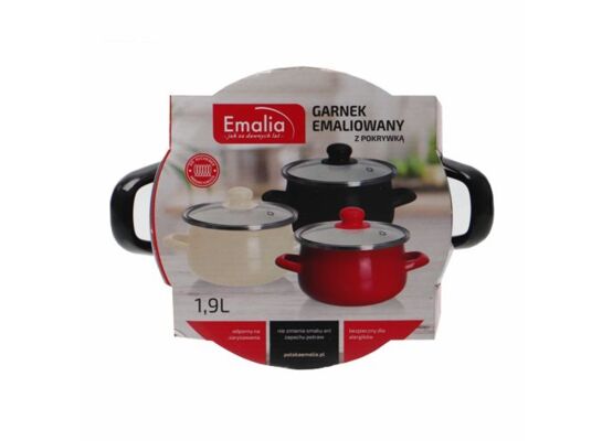 Garnek emaliowany z pokrywką 16 cm 1,9 l czarny