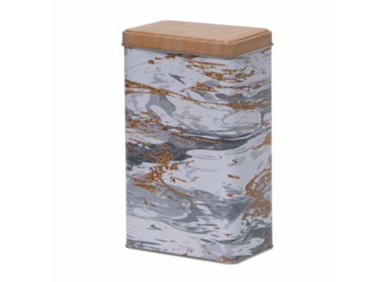 Puszka metalowa prostokątna 0,9 l jasny marmur