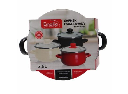 Garnek emaliowany z pokrywką 18 cm 2,8 l czarny