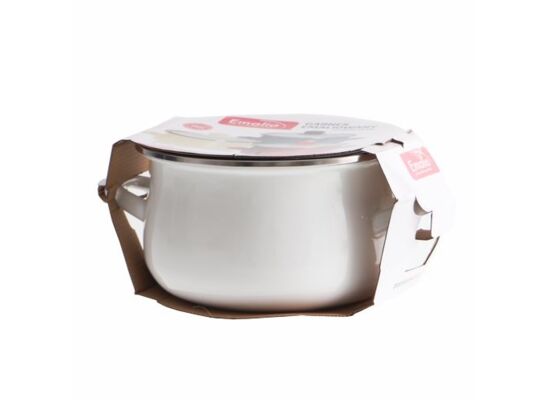 Garnek emaliowany z pokrywką 18 cm 2,8 l kremowy