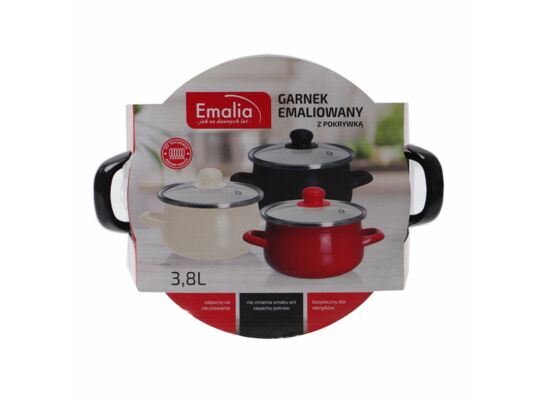 Garnek emaliowany z pokrywką 20 cm 3,8 l czarny