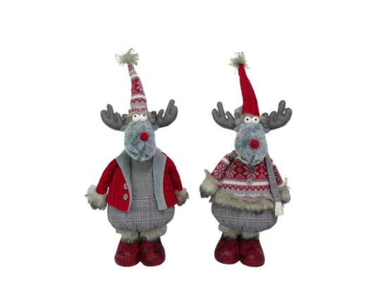 Renifer stojący 45 cm szary mix