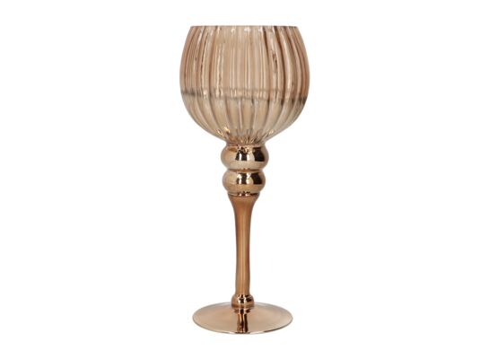 Świecznik szklany 13 x 30 cm brązowo-złoty