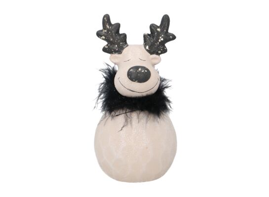 Figurka ceramiczna renifer 10,5 x 10 x 21 cm biało-czarny