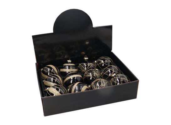 Bombka szklana 8 cm czarno-złota mix