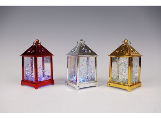 Latarenka LED elektroliczna z wodą 6,5 x 6,5 x 13 cm mix