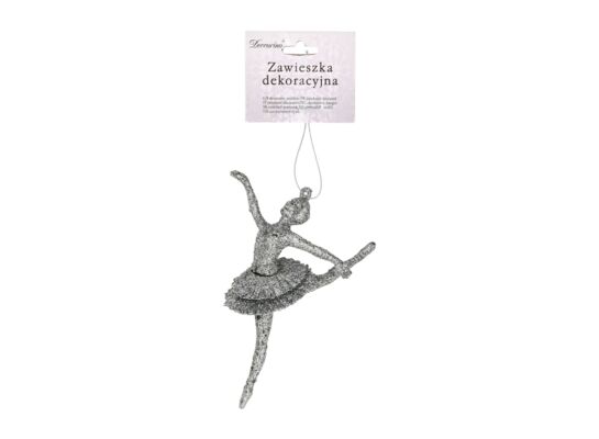 Zawieszka Balerina 15 cm srebrno-biała