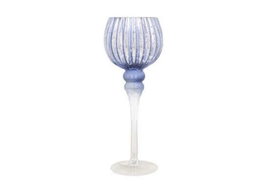 Świecznik szklany 13 x 35 cm szaroniebieski