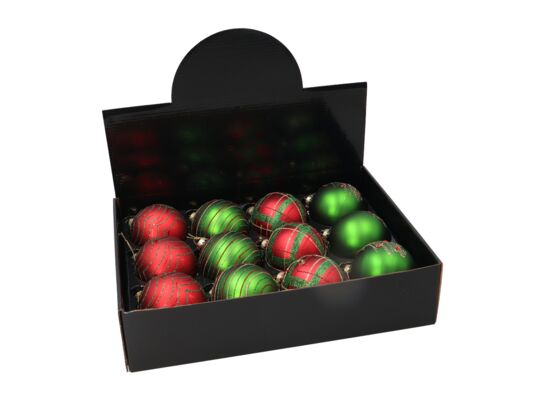 Bombka szklana 8 cm czerwona / zielona mix