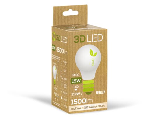 Żarówka 3D LED tradycyjna E-27 15 W barwa neutralna